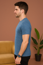 Navy Blue Textured Tee – Everyday Essential - Image 2