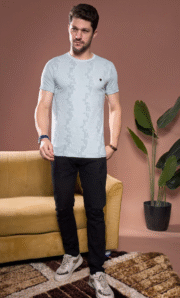 Sky Blue Casual T-Shirt – Subtle Texture