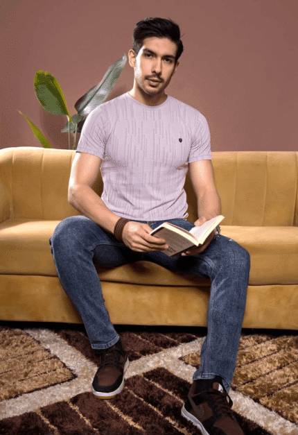 Premium Patterned Lilac T-Shirt – Casual Comfort