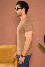 Classic Brown Textured T-Shirt – Bold & Stylish - Image 2
